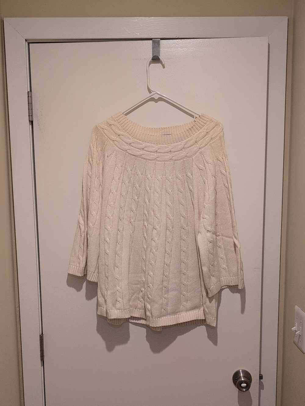 NorthStyle Cream Off-the-Shoulder Cable Knit Sweater